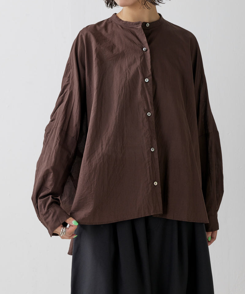 【mizuiro ind / ミズイロ インド】back gather wide shirt / バッグギャザーワイドシャツ