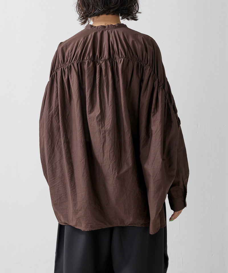 【mizuiro ind / ミズイロ インド】back gather wide shirt / バッグギャザーワイドシャツ