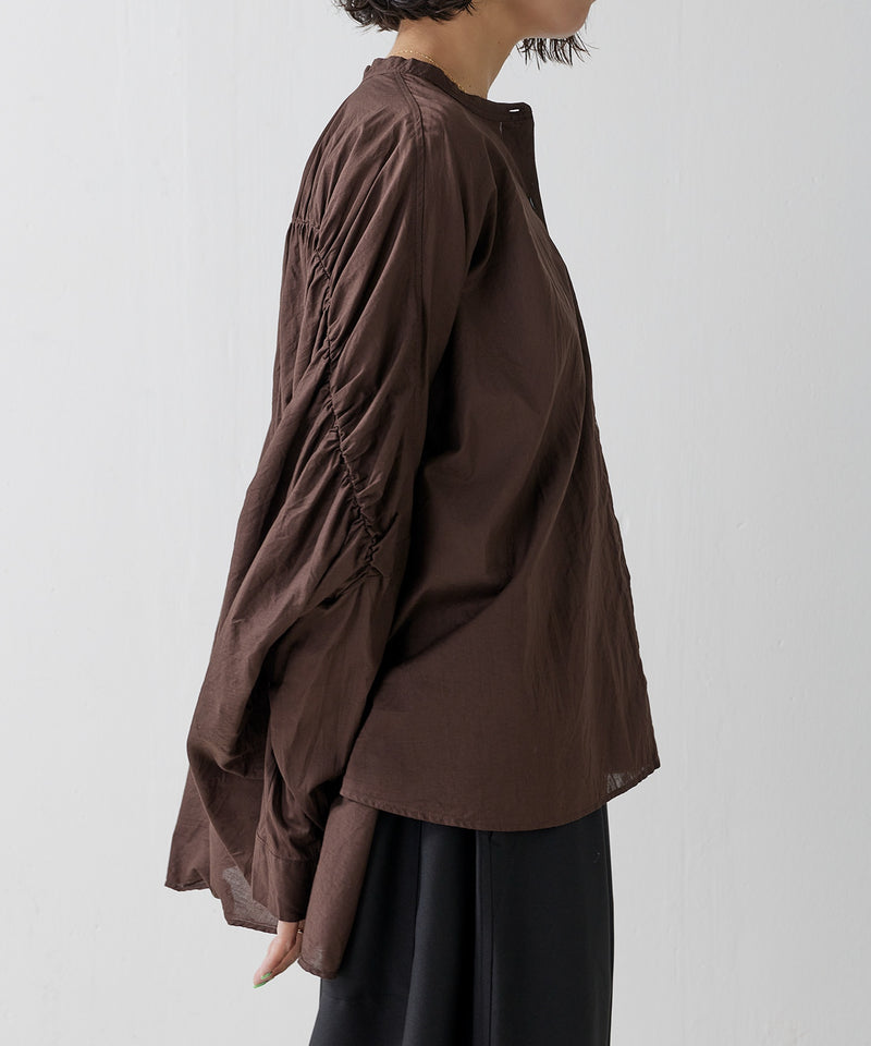 【mizuiro ind / ミズイロ インド】back gather wide shirt / バッグギャザーワイドシャツ