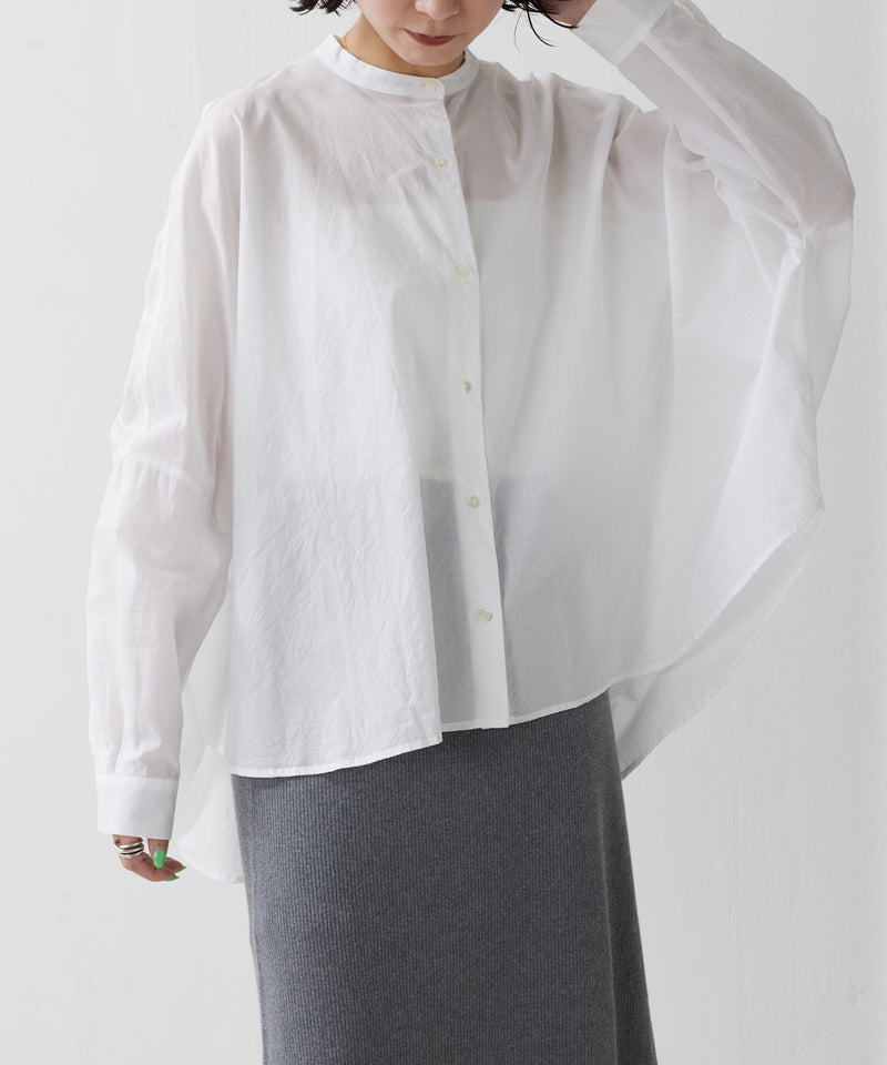 【mizuiro ind / ミズイロ インド】back gather wide shirt / バッグギャザーワイドシャツ