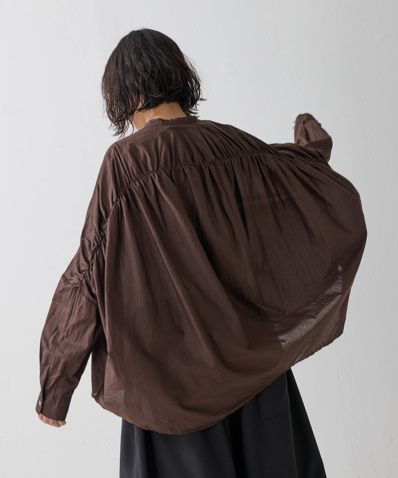 【mizuiro ind / ミズイロ インド】back gather wide shirt / バッグギャザーワイドシャツ