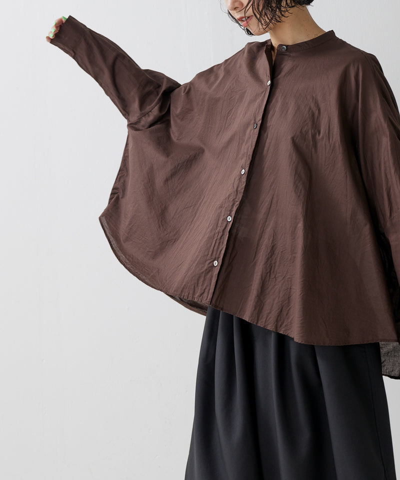 【mizuiro ind / ミズイロ インド】back gather wide shirt / バッグギャザーワイドシャツ