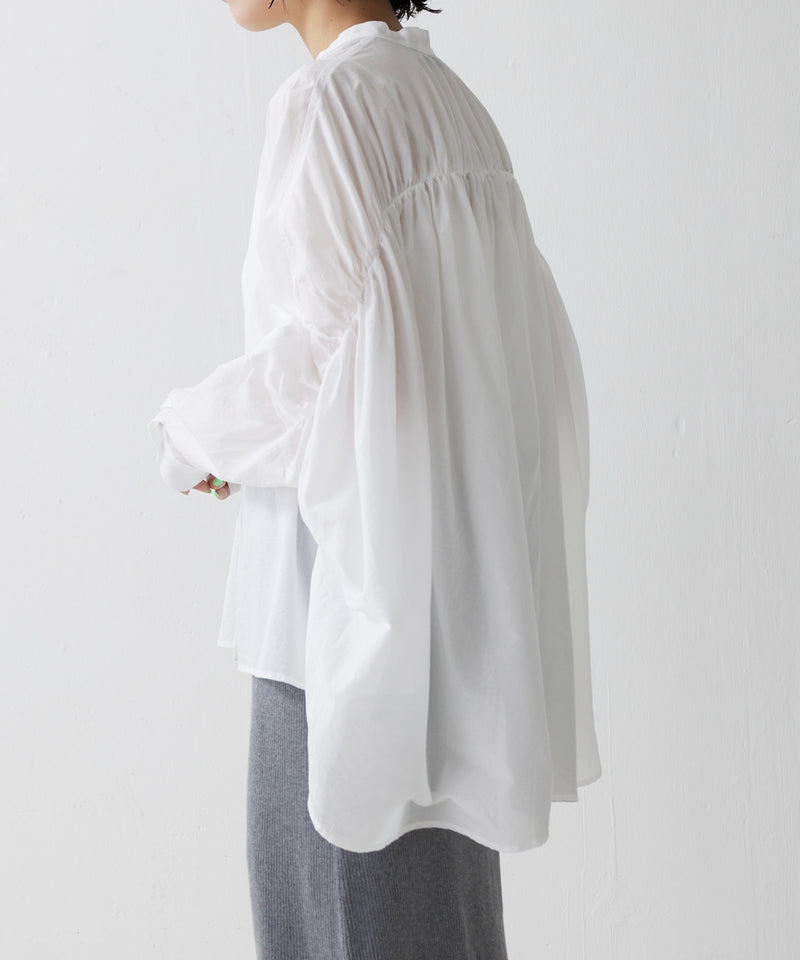 【mizuiro ind / ミズイロ インド】back gather wide shirt / バッグギャザーワイドシャツ