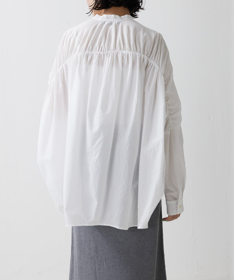 【mizuiro ind / ミズイロ インド】back gather wide shirt / バッグギャザーワイドシャツ