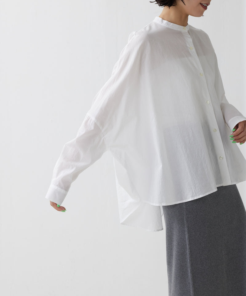 【mizuiro ind / ミズイロ インド】back gather wide shirt / バッグギャザーワイドシャツ