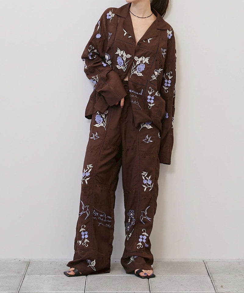 【TODAYFUL / トゥデイフル】Embroidery Patchwork Shirts / エンブロイダリー パッチワークシャツ