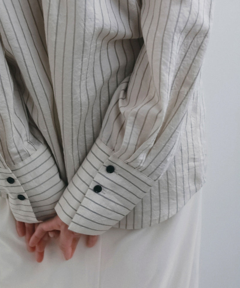 【ànuke / アンヌーク】Opencollar Stripe Shirts / オープンカラーストライプシャツ