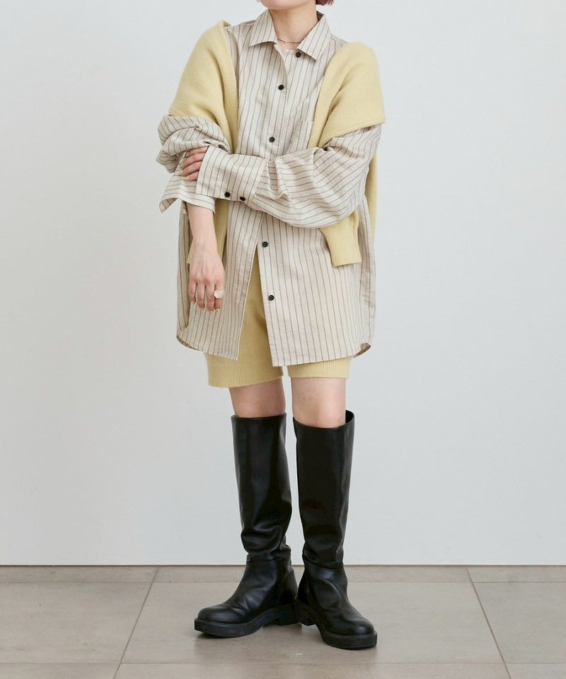 【ànuke / アンヌーク】Opencollar Stripe Shirts / オープンカラーストライプシャツ