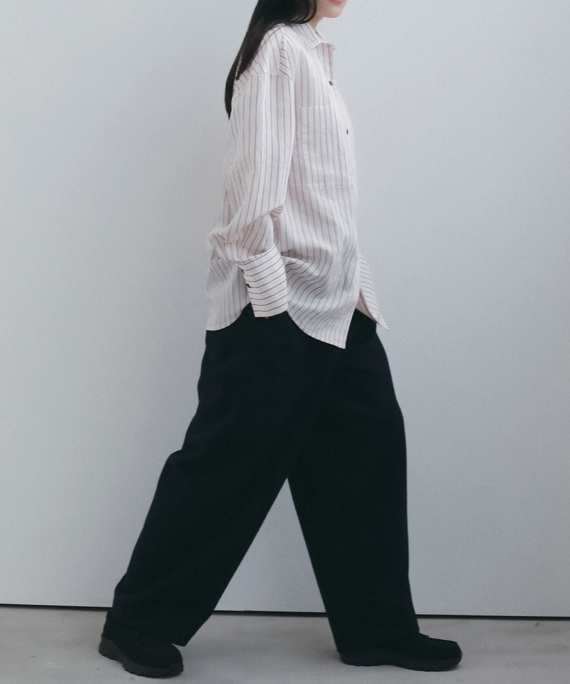 【ànuke / アンヌーク】Opencollar Stripe Shirts / オープンカラーストライプシャツ