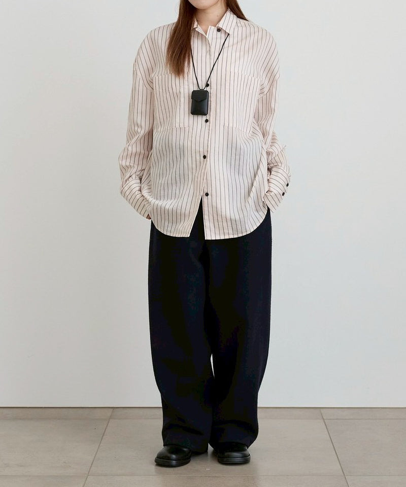 【ànuke / アンヌーク】Opencollar Stripe Shirts / オープンカラーストライプシャツ