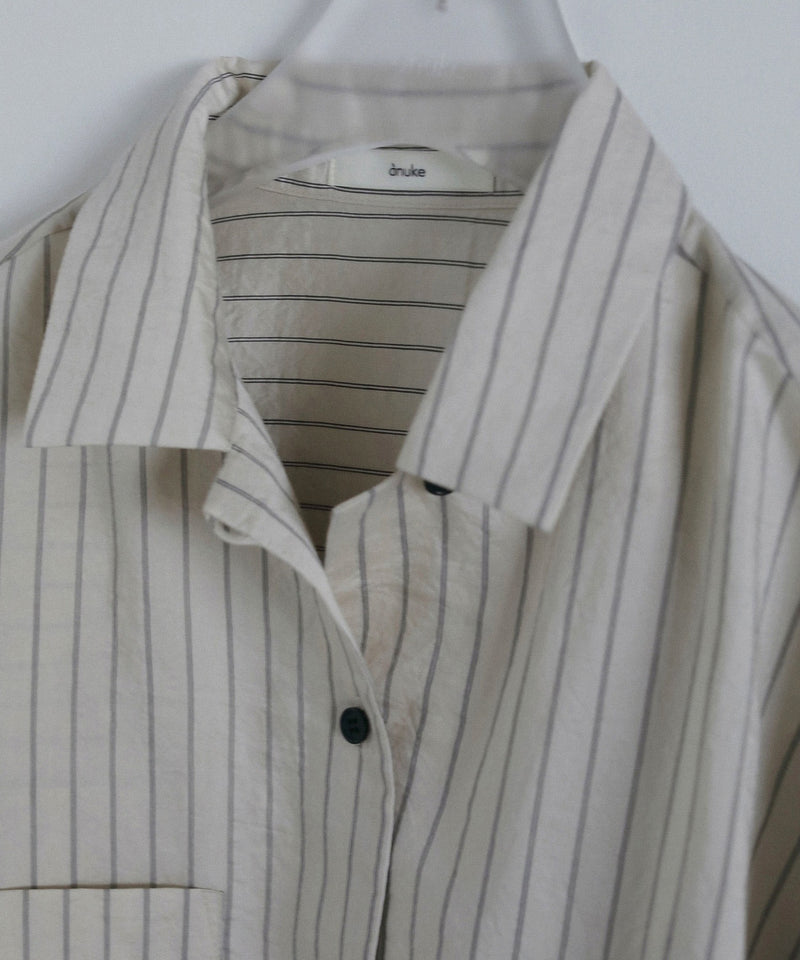 【ànuke / アンヌーク】Opencollar Stripe Shirts / オープンカラーストライプシャツ