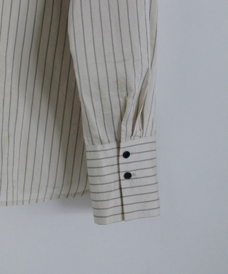 【ànuke / アンヌーク】Opencollar Stripe Shirts / オープンカラーストライプシャツ