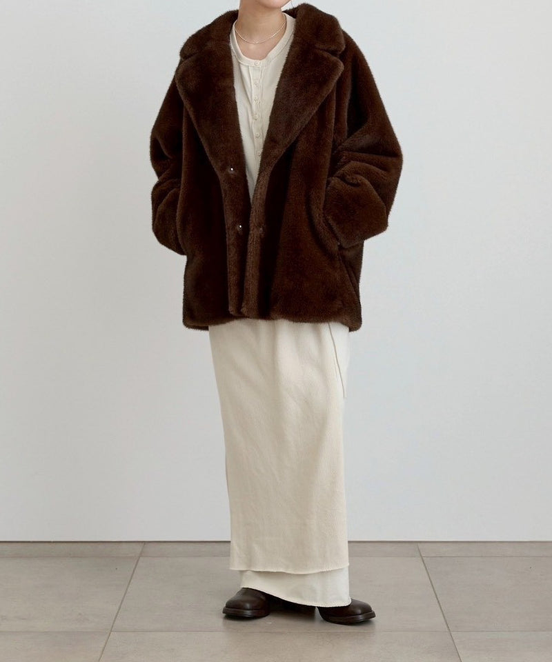 12月上旬～12月下旬頃入荷予定【ànuke / アンヌーク】Eco Minkfur Jacket / エコミンクファージャケット