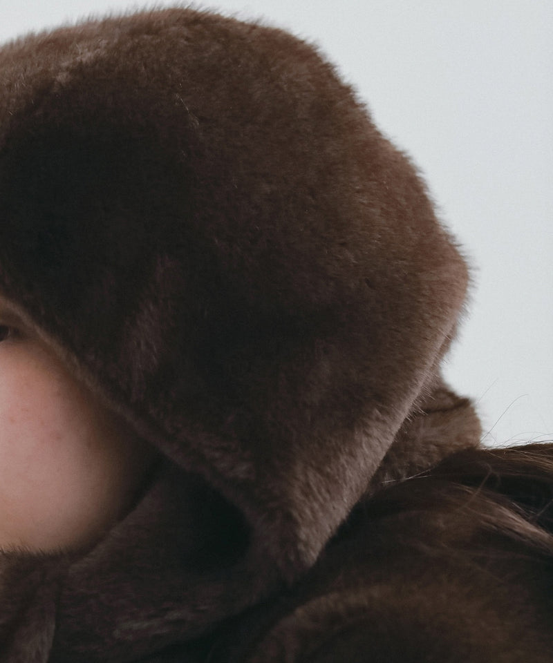 12月上旬～12月下旬頃入荷予定【ànuke / アンヌーク】Eco Minkfur Hoodie / エコミンクファーフーディー