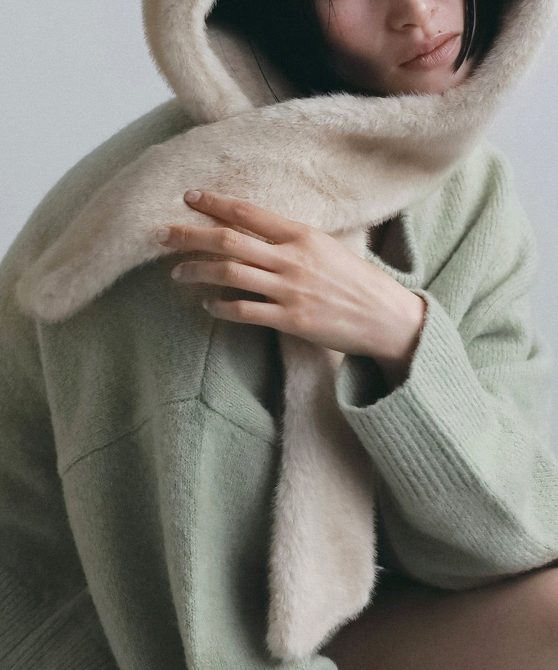 12月上旬～12月下旬頃入荷予定【ànuke / アンヌーク】Eco Minkfur Hoodie / エコミンクファーフーディー