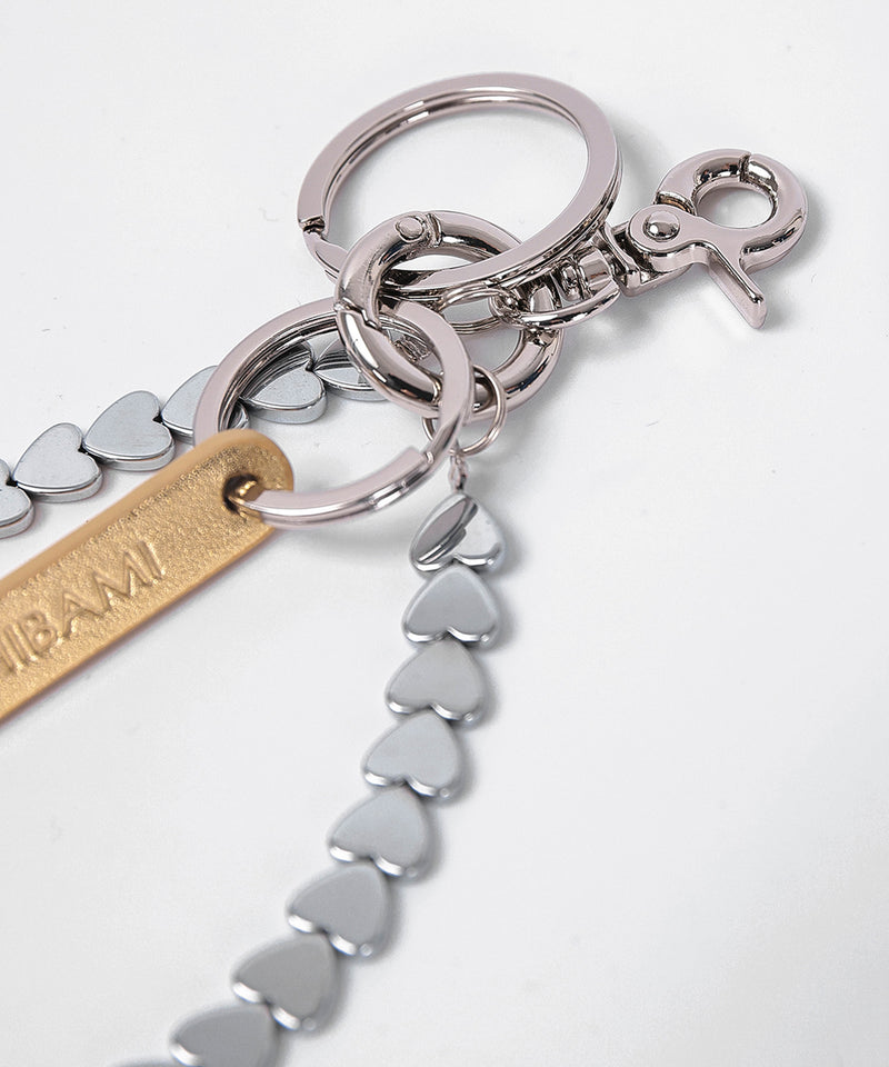 【HASHIBAMI / ハシバミ】ヘマタイト ハート スマホハンドストラップ