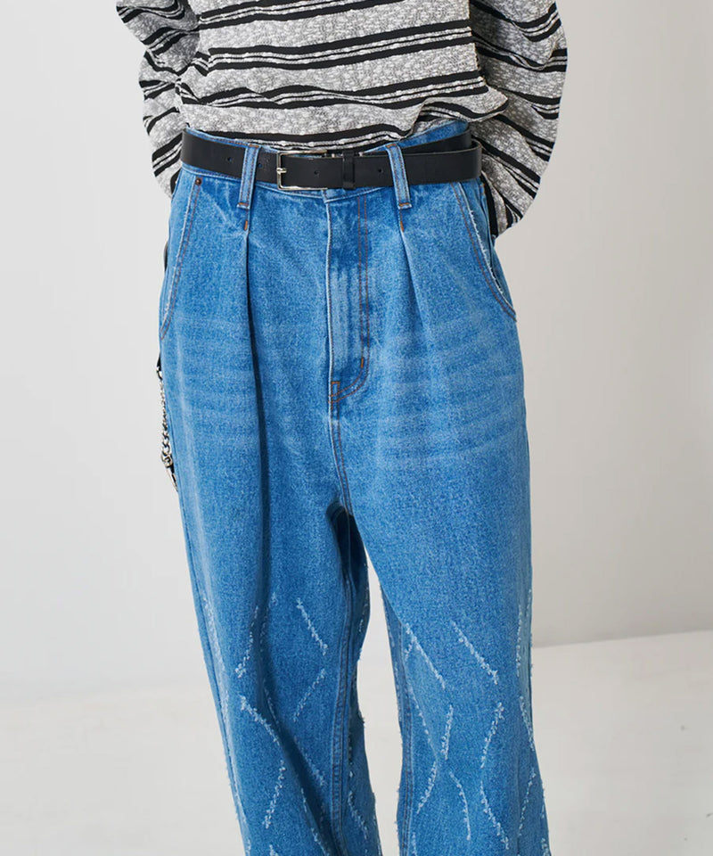 【YENN/イエン】LASER CUT WIDE DENIM/レーザーカットワイドデニム