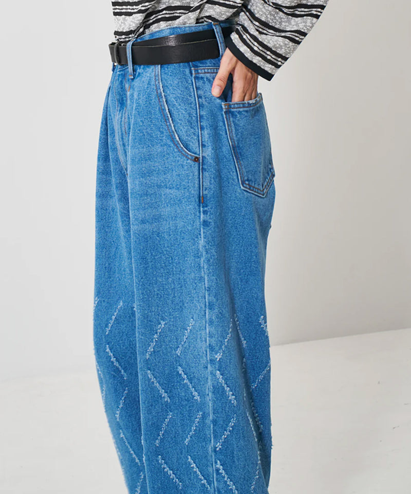 【YENN/イエン】LASER CUT WIDE DENIM/レーザーカットワイドデニム