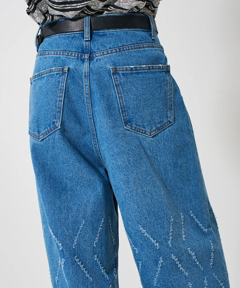 【YENN/イエン】LASER CUT WIDE DENIM/レーザーカットワイドデニム