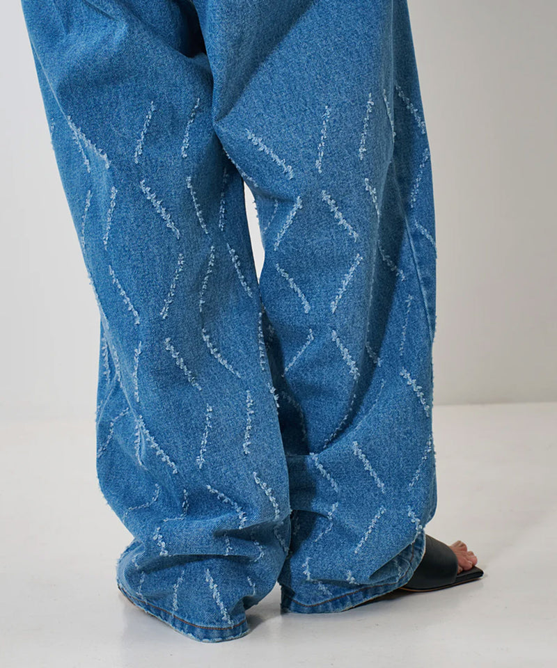 【YENN/イエン】LASER CUT WIDE DENIM/レーザーカットワイドデニム