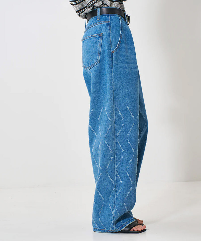 【YENN/イエン】LASER CUT WIDE DENIM/レーザーカットワイドデニム
