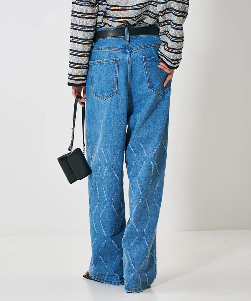 【YENN/イエン】LASER CUT WIDE DENIM/レーザーカットワイドデニム