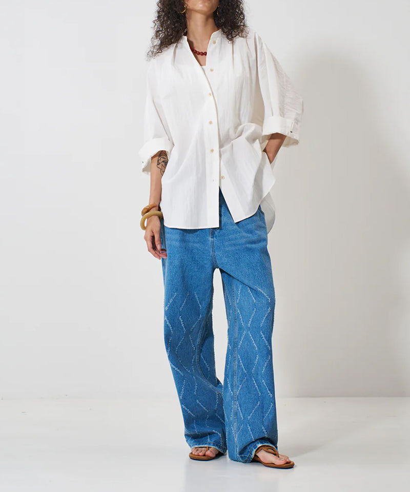 【YENN/イエン】LASER CUT WIDE DENIM/レーザーカットワイドデニム