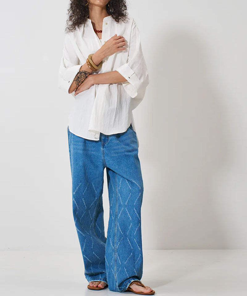 【YENN/イエン】LASER CUT WIDE DENIM/レーザーカットワイドデニム