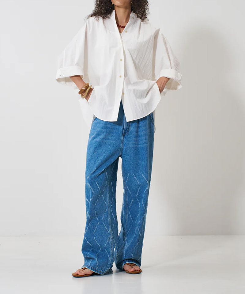 【YENN/イエン】LASER CUT WIDE DENIM/レーザーカットワイドデニム