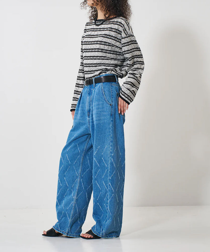 【YENN/イエン】LASER CUT WIDE DENIM/レーザーカットワイドデニム