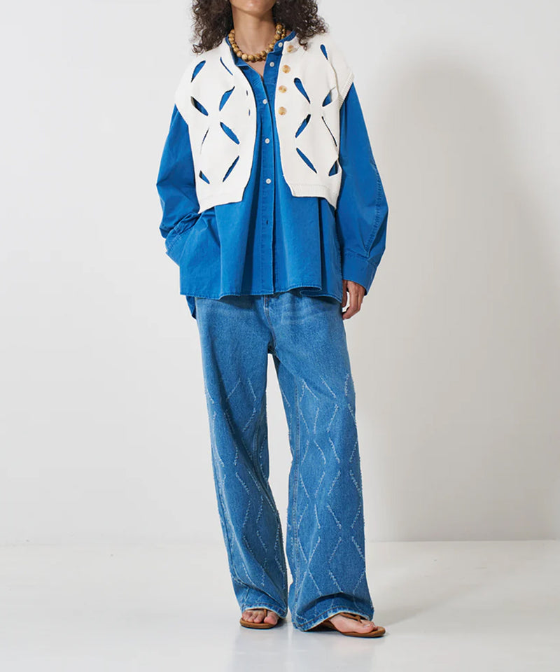 【YENN/イエン】LASER CUT WIDE DENIM/レーザーカットワイドデニム