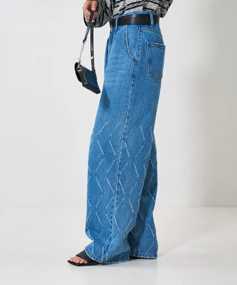 【YENN/イエン】LASER CUT WIDE DENIM/レーザーカットワイドデニム