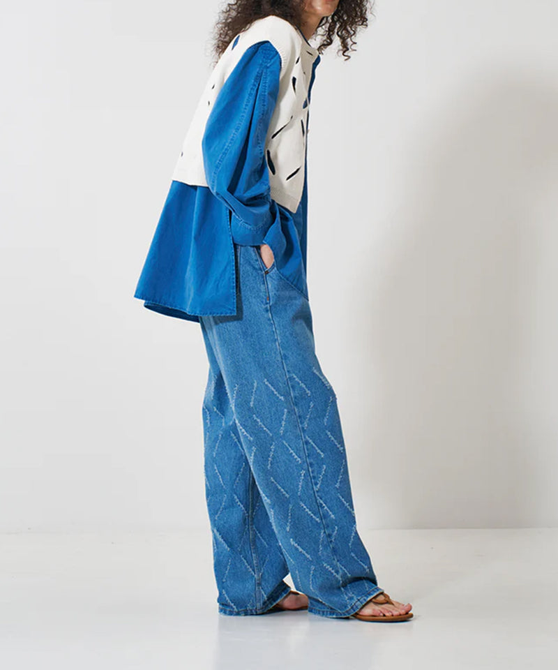 【YENN/イエン】LASER CUT WIDE DENIM/レーザーカットワイドデニム