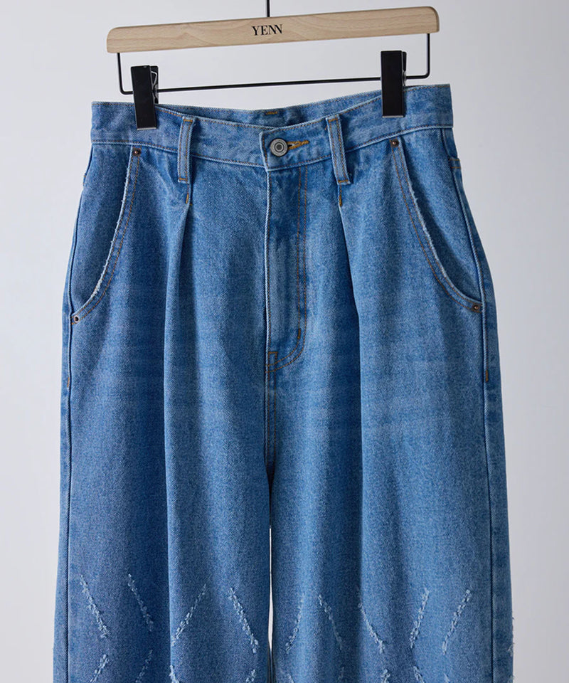 【YENN/イエン】LASER CUT WIDE DENIM/レーザーカットワイドデニム