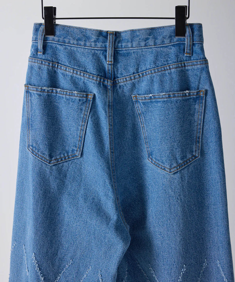 【YENN/イエン】LASER CUT WIDE DENIM/レーザーカットワイドデニム