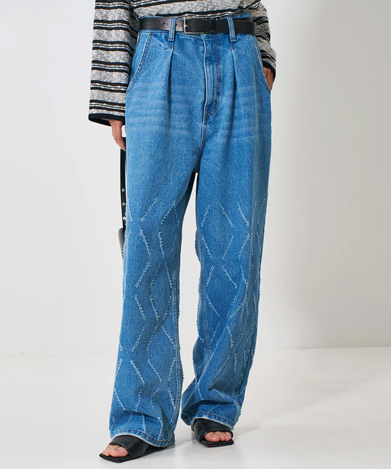 【YENN/イエン】LASER CUT WIDE DENIM/レーザーカットワイドデニム