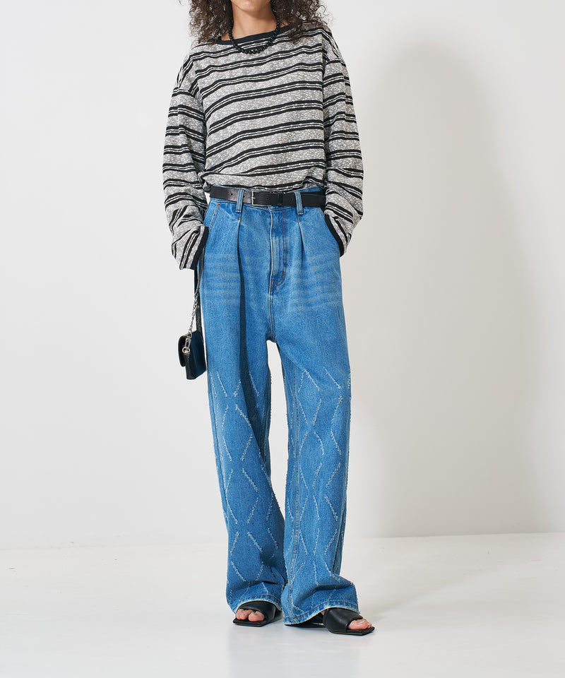 【YENN/イエン】LASER CUT WIDE DENIM/レーザーカットワイドデニム