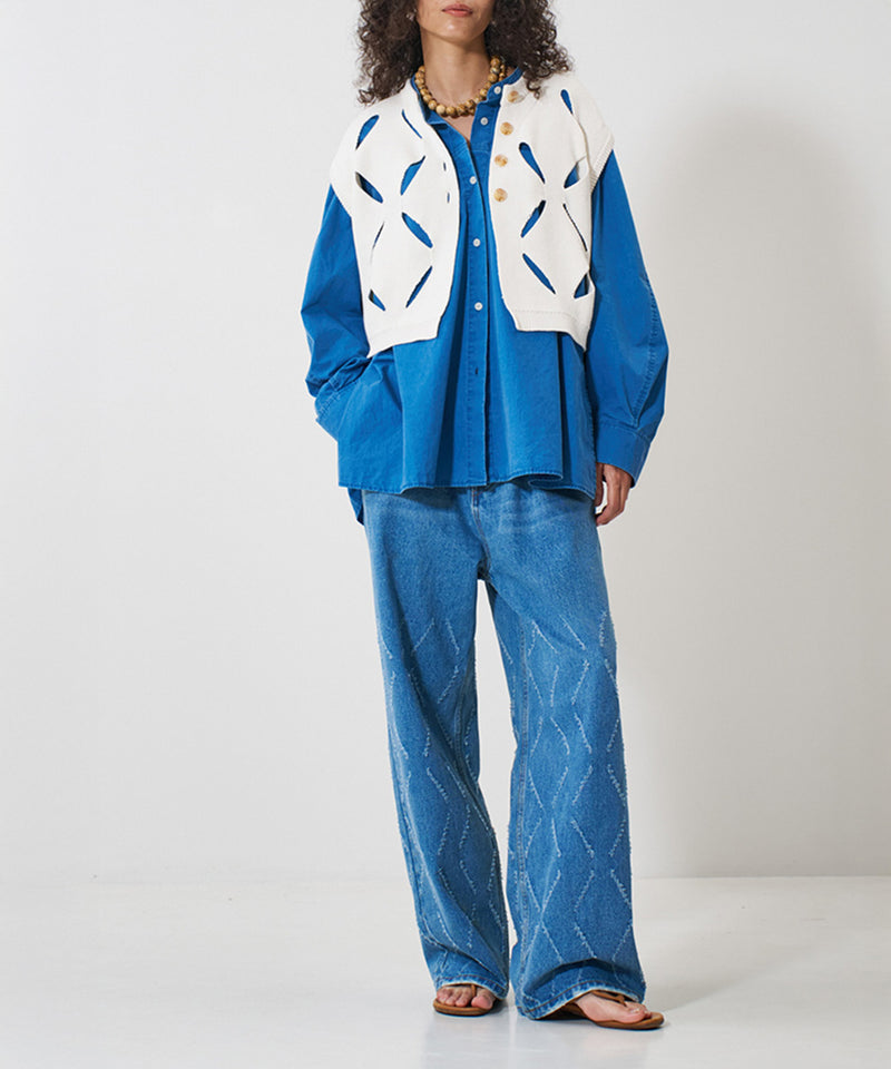 【YENN/イエン】PIGMENT WASHED SHIRT/ピグメントウォッシュドシャツ