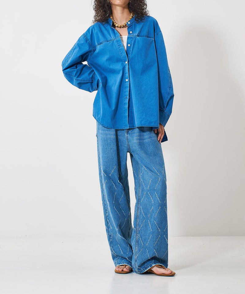 【YENN/イエン】PIGMENT WASHED SHIRT/ピグメントウォッシュドシャツ