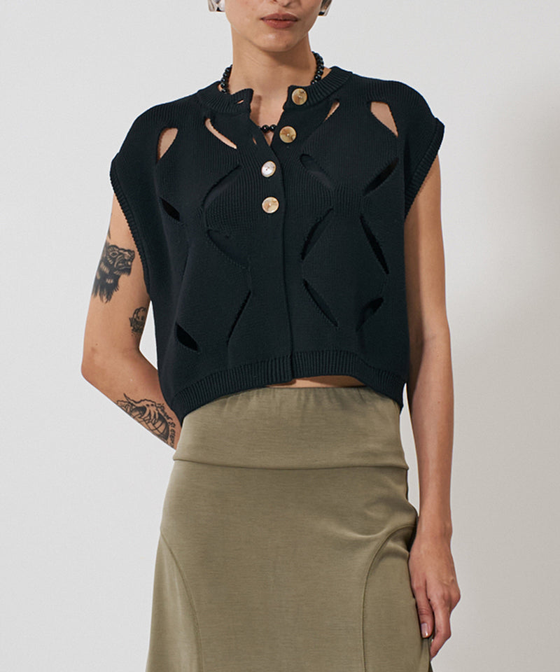 【YENN/イエン】CUT OUT PATTERN VEST/カットアウトパターンベスト