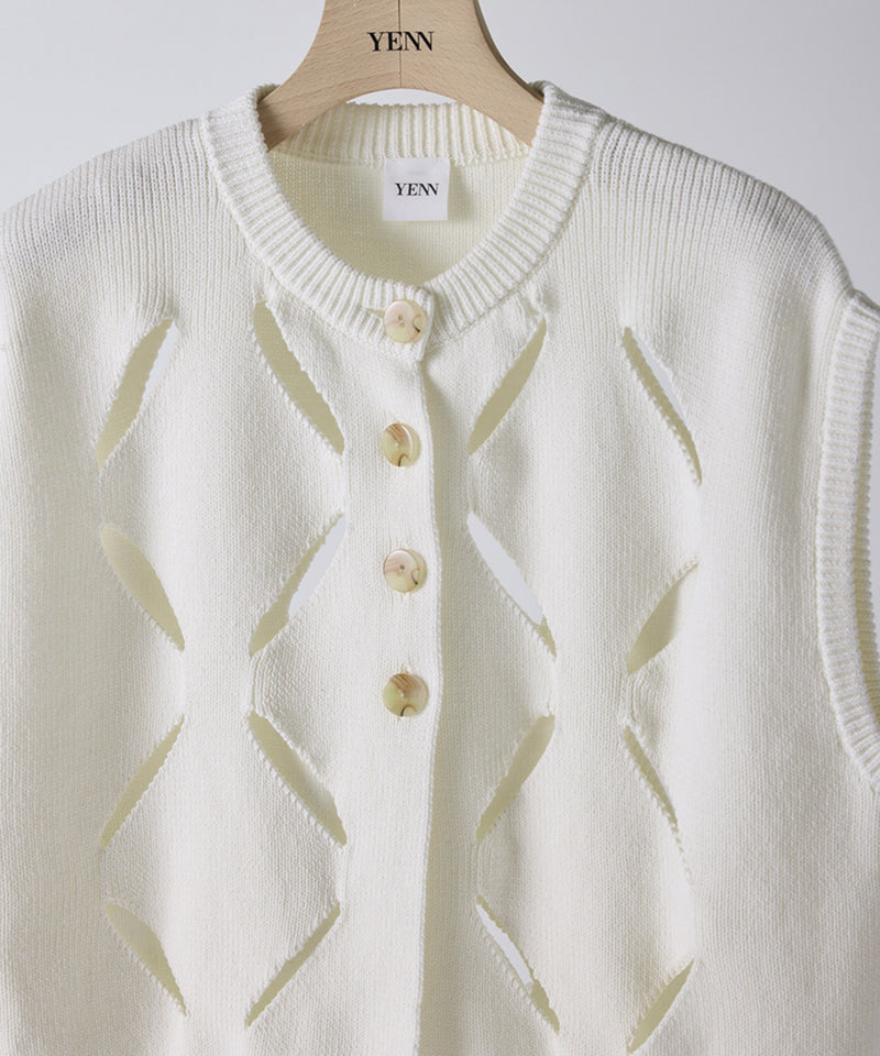 【YENN/イエン】CUT OUT PATTERN VEST/カットアウトパターンベスト