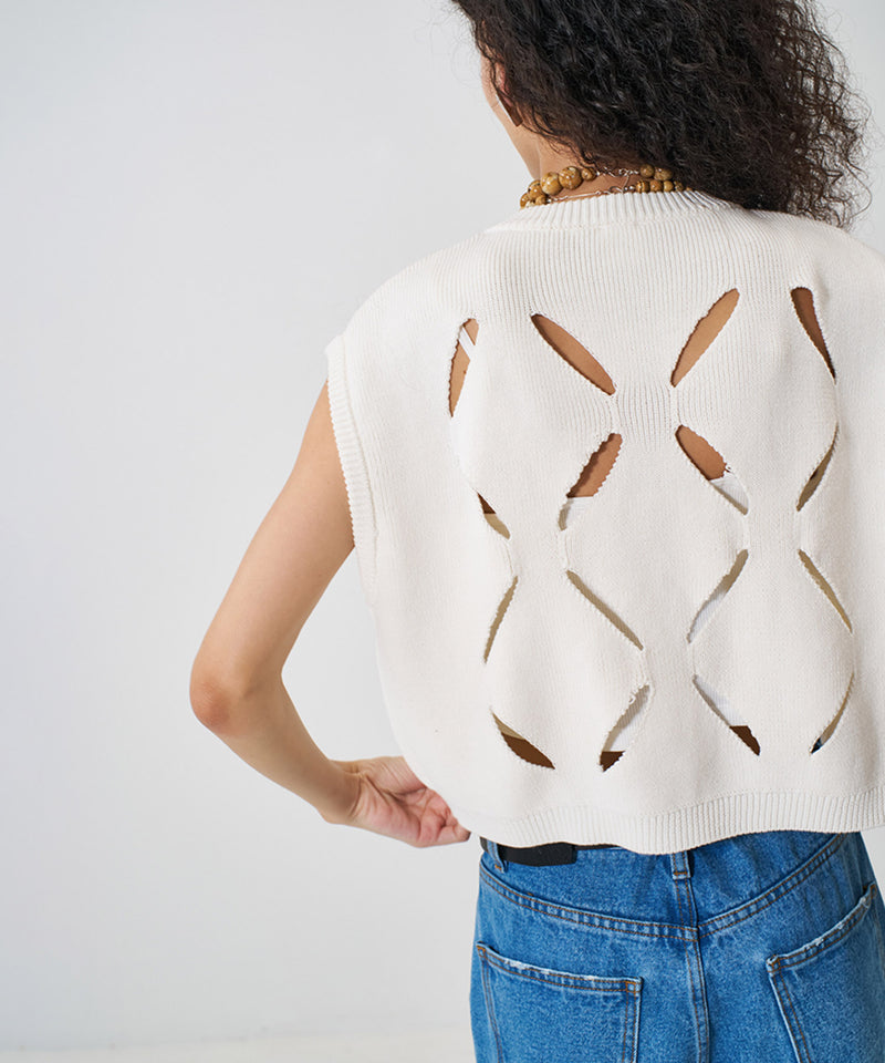 【YENN/イエン】CUT OUT PATTERN VEST/カットアウトパターンベスト