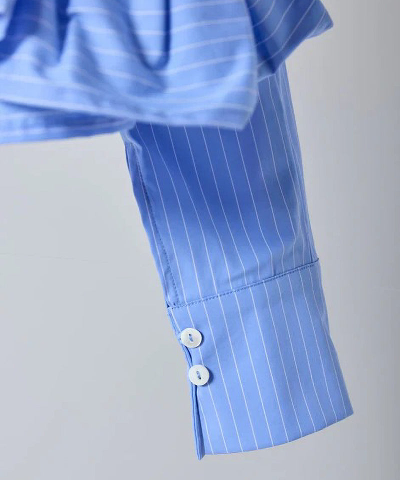 【Mewl/ミュール】ペプラムフリル2WAYブラウス