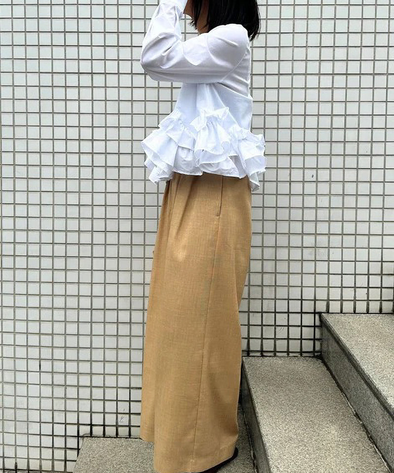 【Mewl/ミュール】ペプラムフリル2WAYブラウス
