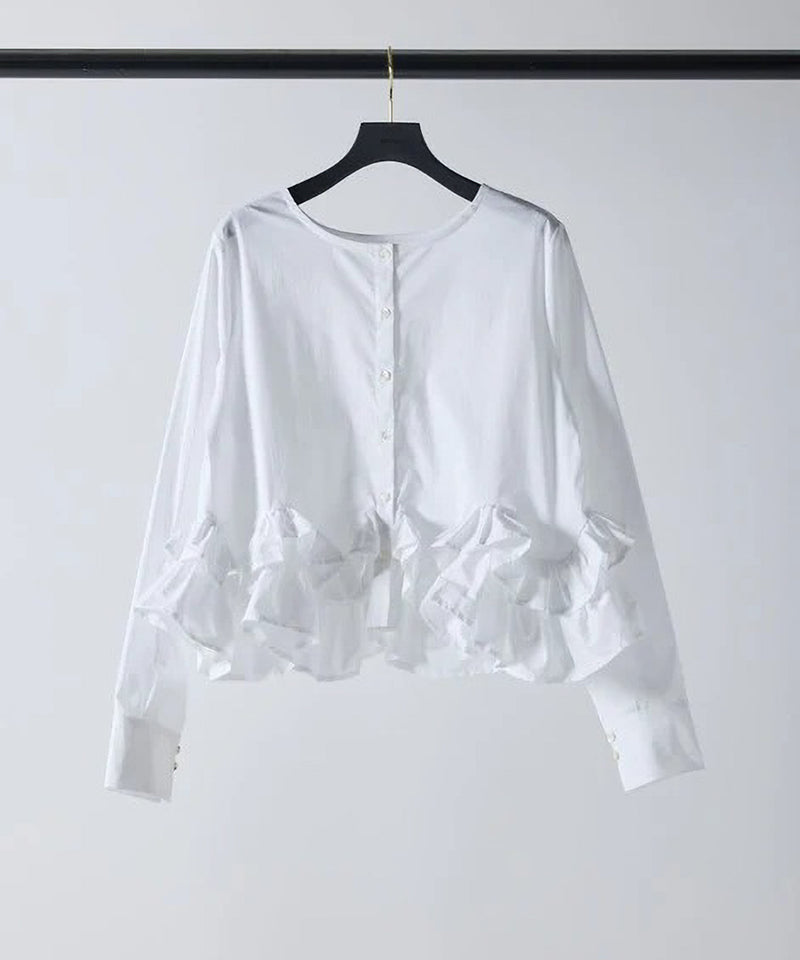 【Mewl/ミュール】ペプラムフリル2WAYブラウス