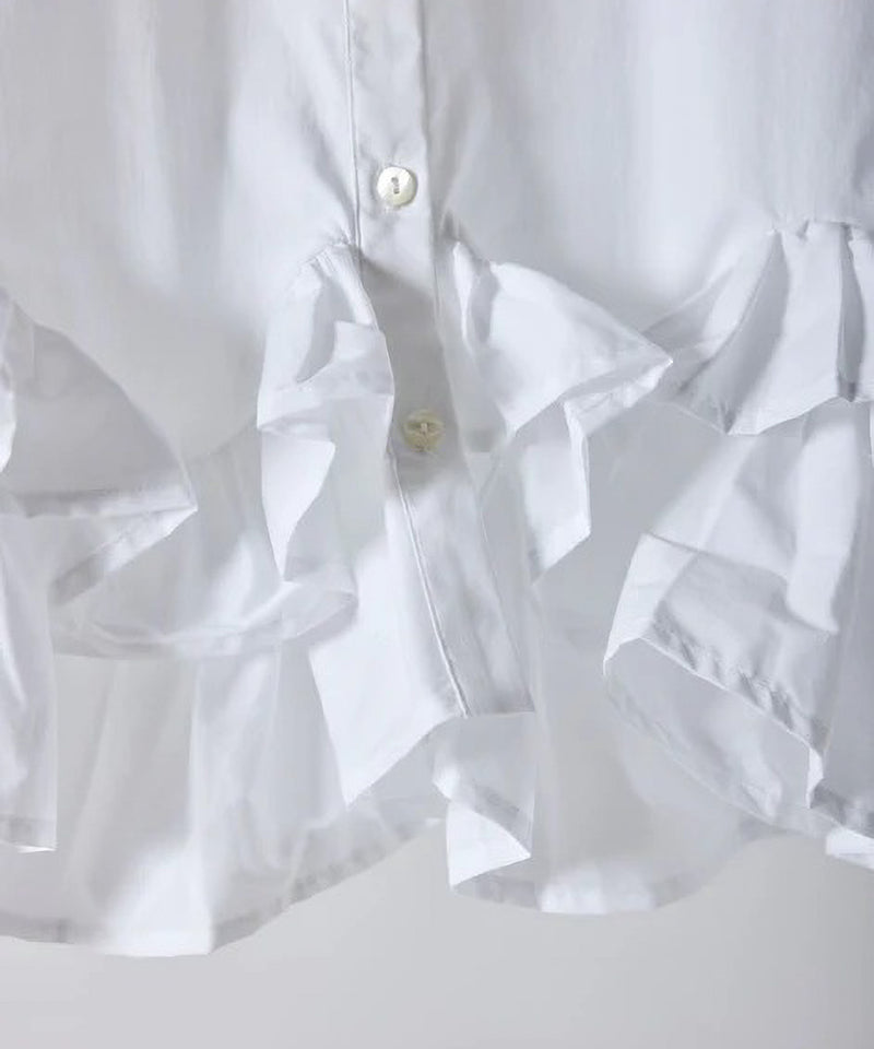 【Mewl/ミュール】ペプラムフリル2WAYブラウス