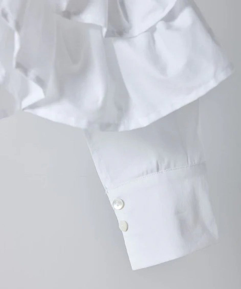 【Mewl/ミュール】ペプラムフリル2WAYブラウス