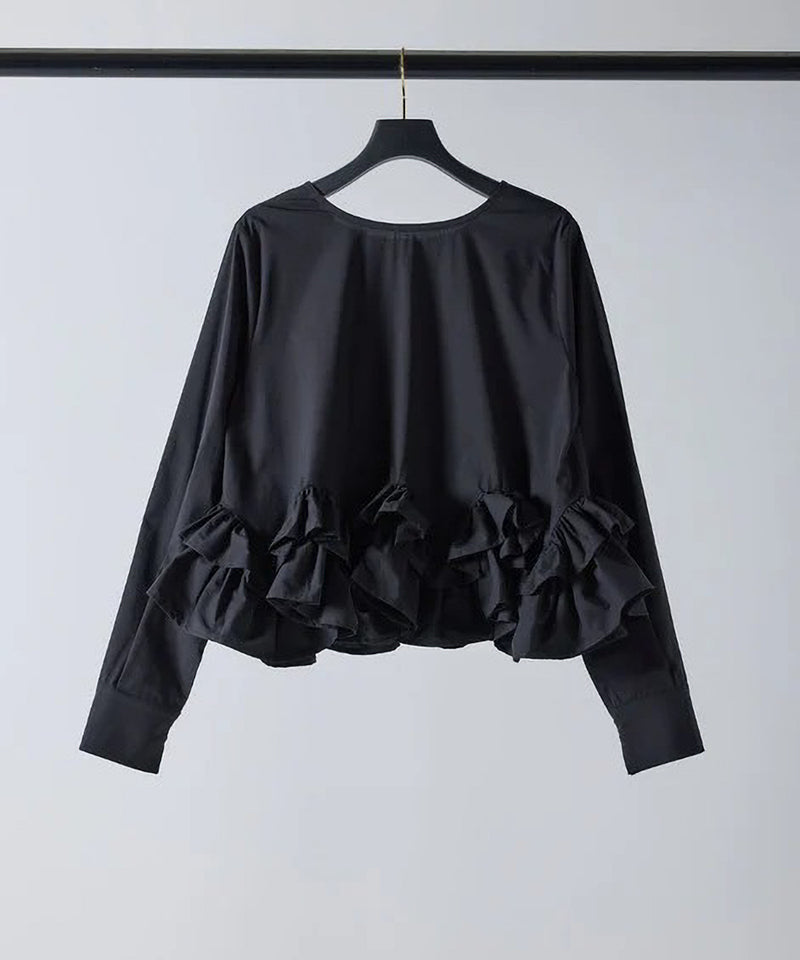 【Mewl/ミュール】ペプラムフリル2WAYブラウス