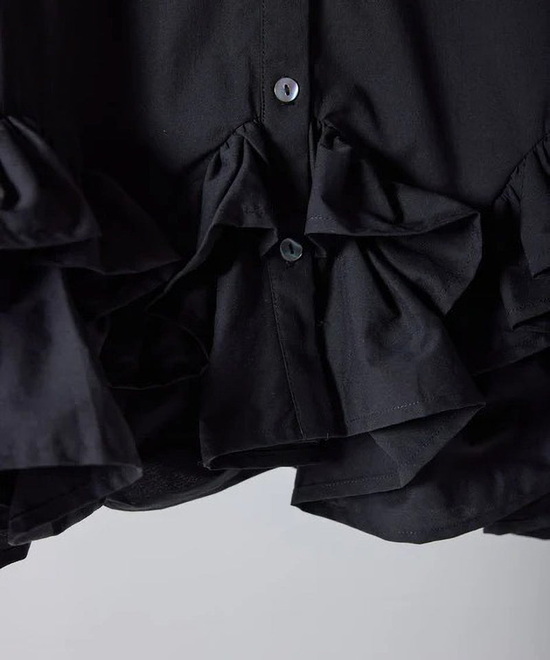 【Mewl/ミュール】ペプラムフリル2WAYブラウス