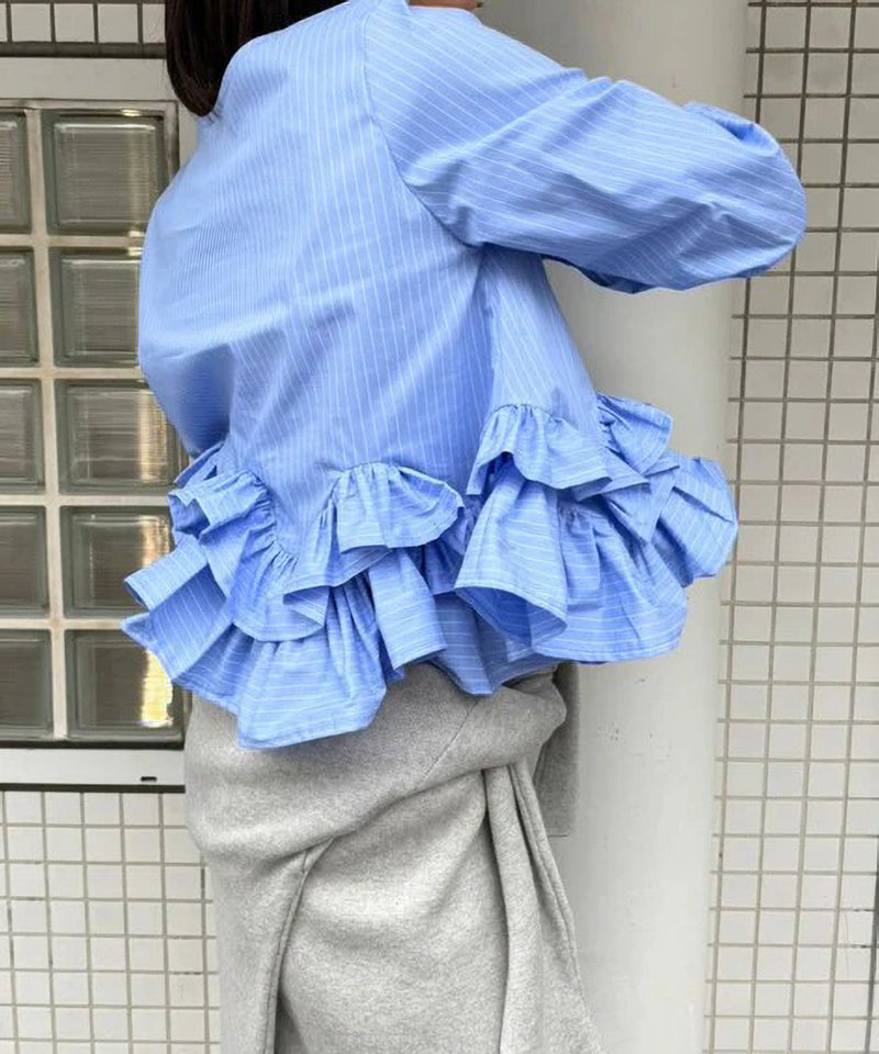 【Mewl/ミュール】ペプラムフリル2WAYブラウス